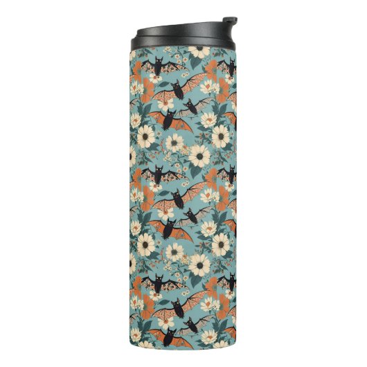 Floral Patchwork Halloween Bats & Flowers タンブラー (回転左)