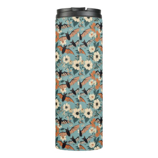 Floral Patchwork Halloween Bats & Flowers タンブラー (裏面)