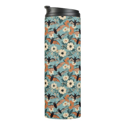 Floral Patchwork Halloween Bats & Flowers タンブラー (回転右)