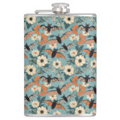 Floral Patchwork Halloween Bats & Flowers フラスク (正面)