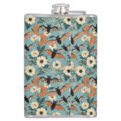 Floral Patchwork Halloween Bats & Flowers フラスク (裏面)