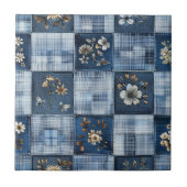 Floral Patchwork Pattern | Boho Denim タイル (正面)