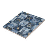 Floral Patchwork Pattern | Boho Denim タイル (側面)