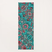 Floral Pattern, Aqua, Teal, Turquoise and Gray ヨガマット (裏面)