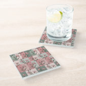 Floral Pattern Coaster ガラスコースター (アングル)