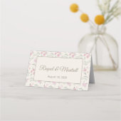 Floral Pattern Creme Folded Place Card プレイスカード (裏面)