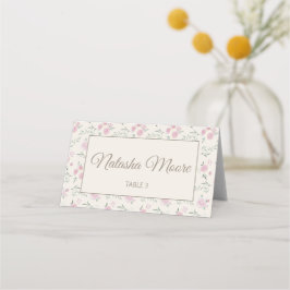 Floral Pattern Creme Folded Place Card プレイスカード