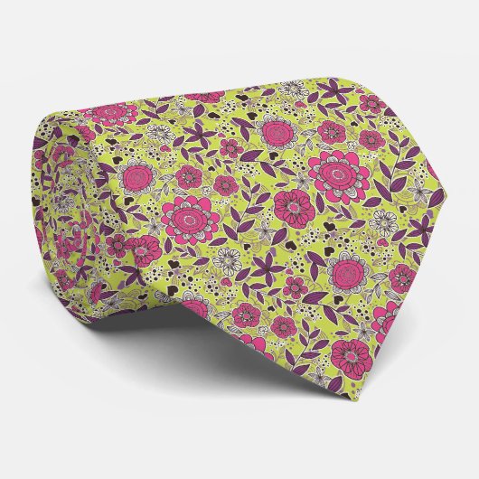 Floral Pattern Custom Necktie ネクタイ (ロール)
