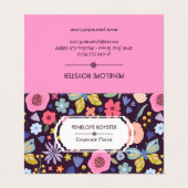 Floral Pattern Dark Plum & Mauve Business Card 名刺 (外部フラット)
