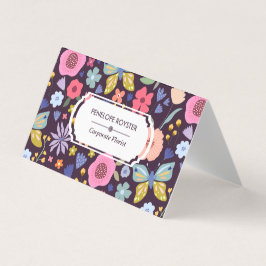 Floral Pattern Dark Plum & Mauve Business Card 名刺