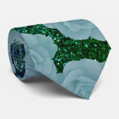 Floral Pattern Dusty Blue Green Glitter Gift Favor ネクタイ (ロール)