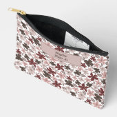 Floral Pattern Fall Colors Text and Name アクセサリーポーチ (見開き)