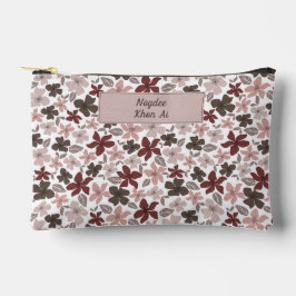 Floral Pattern Fall Colors Text and Name アクセサリーポーチ