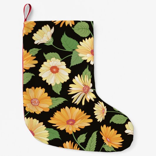 Floral pattern. Flower marigold seamless backgroun スモールクリスマスストッキング (正面)
