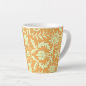 Floral Pattern, gold and pastel yellow design, カフェラテマグ (右アングル)