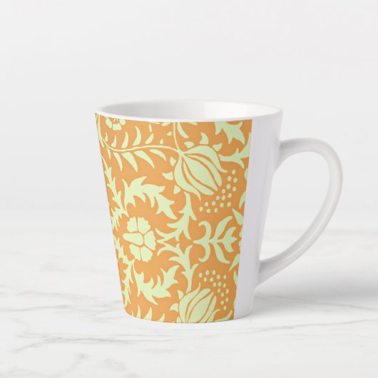 Floral Pattern, gold and pastel yellow design, カフェラテマグ (右)