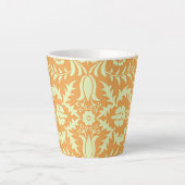 Floral Pattern, gold and pastel yellow design, カフェラテマグ (正面)