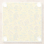 Floral Pattern in  delicate branches and buds ガラスコースター (裏面)