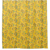 Floral Pattern in  delicate branches and buds シャワーカーテン (正面)