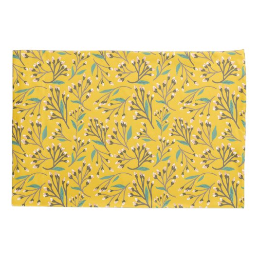 Floral Pattern in  delicate branches and buds 枕カバー (裏面-左)