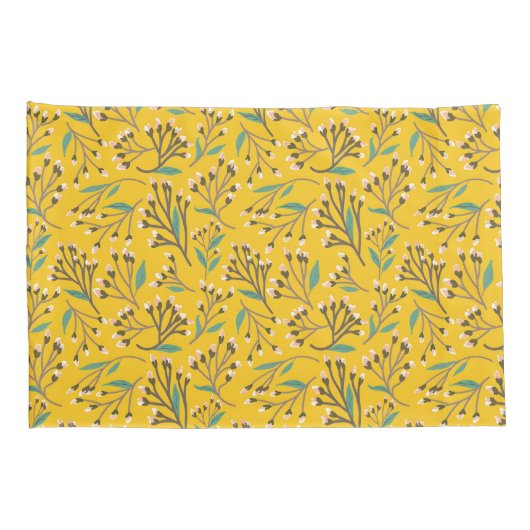 Floral Pattern in  delicate branches and buds 枕カバー (裏面-右)