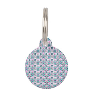 Floral Pattern in Hibiscus and Turquoise ペット　ネームタグ