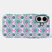 Floral Pattern in Hibiscus and Turquoise Case-Mate iPhoneケース (裏面 (横))