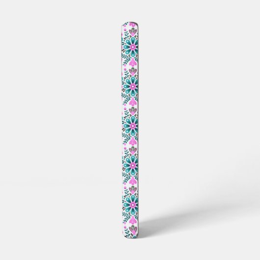 Floral Pattern in Hibiscus and Turquoise Samsung Galaxyケース (左側面)