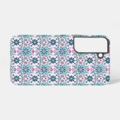 Floral Pattern in Hibiscus and Turquoise Samsung Galaxyケース (裏面横)