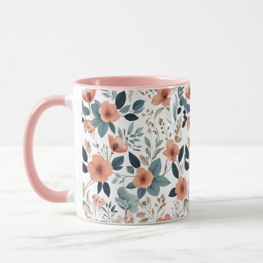  Floral Pattern in Pastel Tones マグカップ (左)