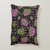 Floral Pattern Lilac Pink Green Black アクセントクッション (裏面(縦))