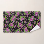 Floral Pattern Lilac Pink Green Black バスタオルセット (ハンドタオル)