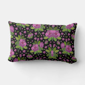 Floral Pattern Lilac Pink Green Black ランバークッション (裏面)