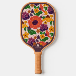 Floral Pattern Monogram Pickleball Paddle ピックルボールラケット