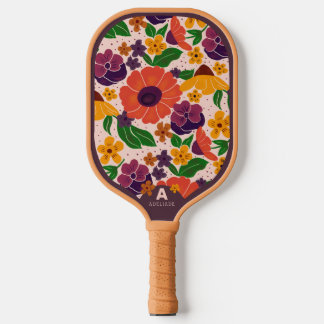 Floral Pattern Monogram Pickleball Paddle ピックルボールラケット