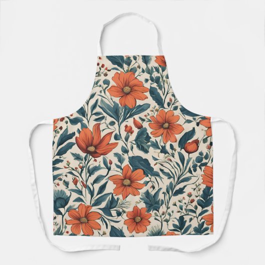 Floral Pattern of Vibrant Orange Flowers  エプロン (正面)