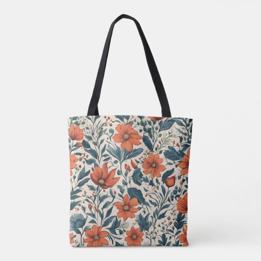 Floral Pattern of Vibrant Orange Flowers  トートバッグ (裏面)