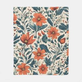 Floral Pattern of Vibrant Orange Flowers フリースブランケット