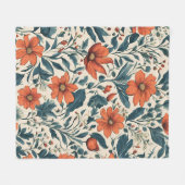 Floral Pattern of Vibrant Orange Flowers フリースブランケット (正面(横))