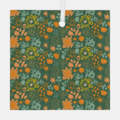 Floral pattern on a dark green background  ガラスオーナメント (裏面)