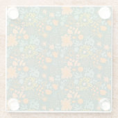 Floral pattern on a dark green background  ガラスコースター (裏面)