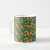 Floral pattern on a dark green background  コーヒーマグカップ (正面左)