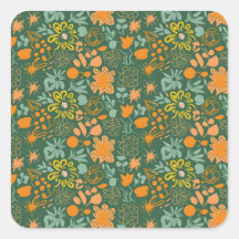 Floral pattern on a dark green background 