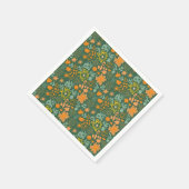 Floral pattern on a dark green background  スタンダードカクテルナプキン (角)