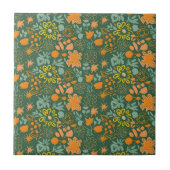 Floral pattern on a dark green background  タイル (正面)
