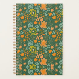 Floral pattern on a dark green background  プランナー手帳