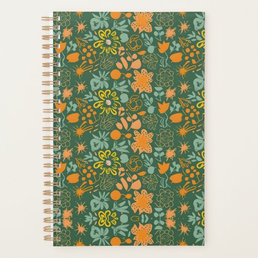 Floral pattern on a dark green background  プランナー手帳 (正面)
