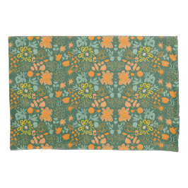 Floral pattern on a dark green background  枕カバー