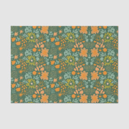 Floral pattern on a dark green background  薄葉紙