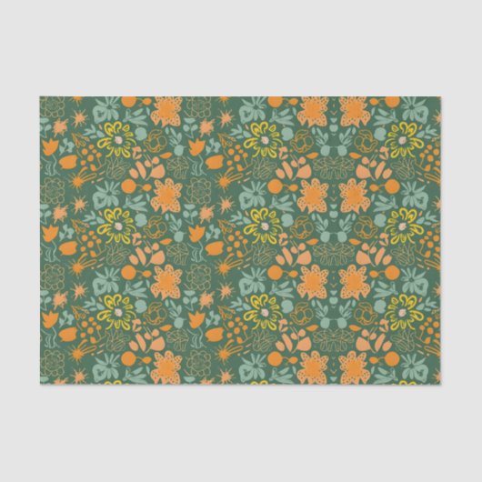 Floral pattern on a dark green background  薄葉紙 (正面)
